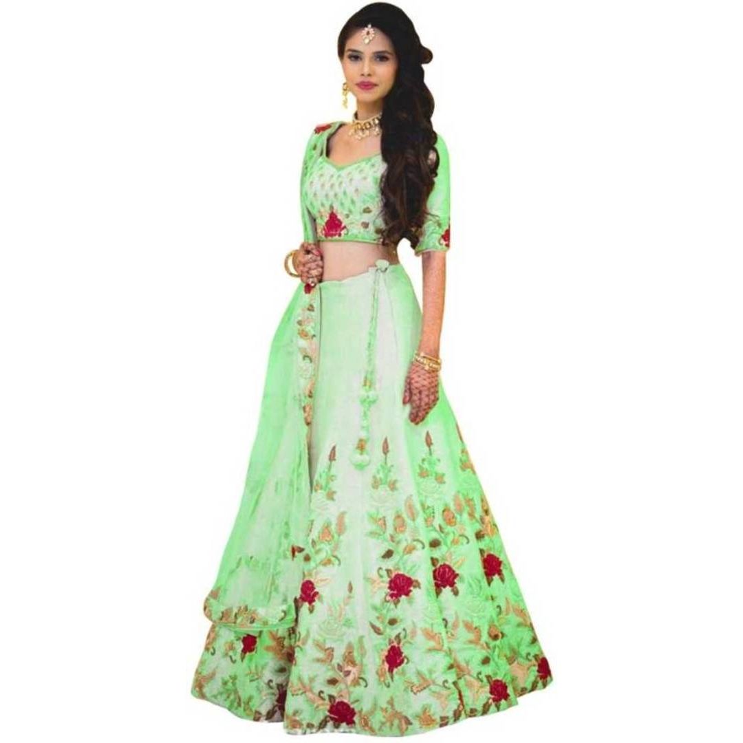 Attractive Satin Silk Embroidered Lehenga Choli