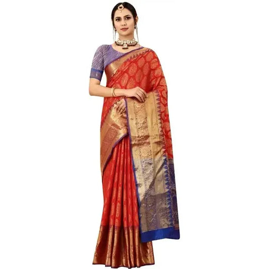 Fancy Banarasi Silk Zari Woven Saree with Blouse Piece