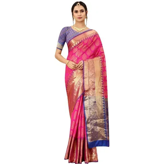 Fancy Banarasi Silk Zari Woven Saree with Blouse Piece