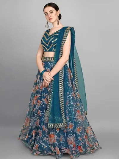 Attractive Organza Semi Stitched Lehenga Choli