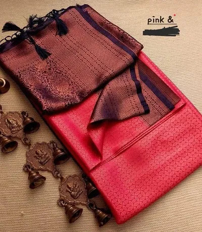 Partywear Kanjeevaram Silk Woven Design Saree with Blouse Piece