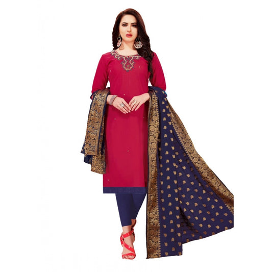 Trendy Slub Cotton Unstitched Salwar Suit Dress Material With Dupatta