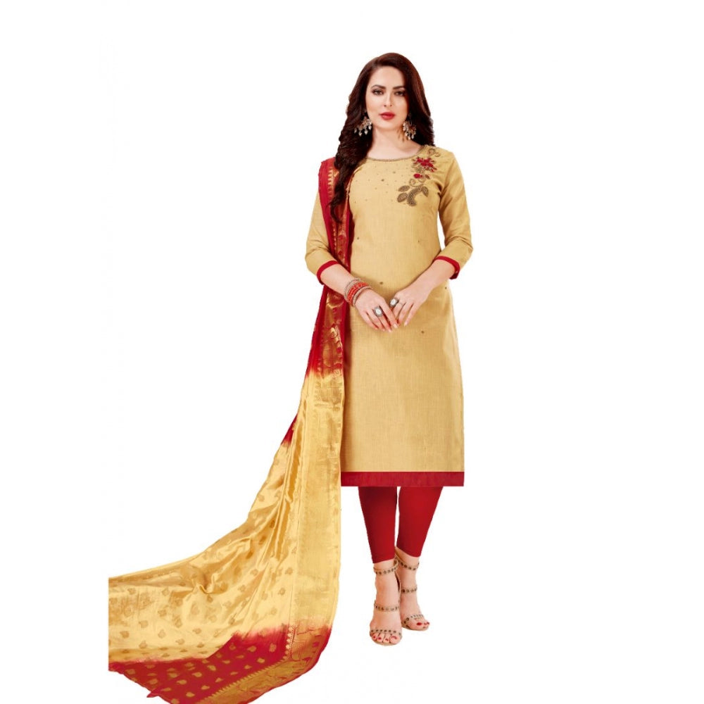 Stylish Slub Cotton Unstitched Salwar Suit Dress Material With Dupatta