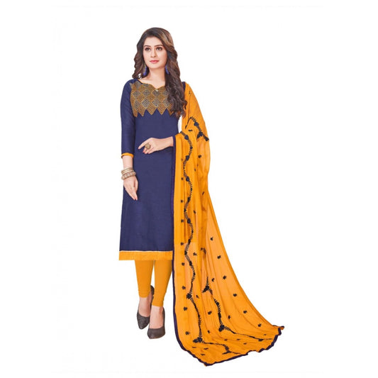 Pretty Slub Cotton Unstitched Salwar Suit Dress Material With Dupatta