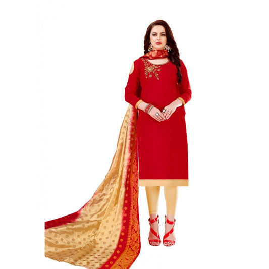 Trendy Slub Cotton Unstitched Salwar Suit Dress Material With Dupatta