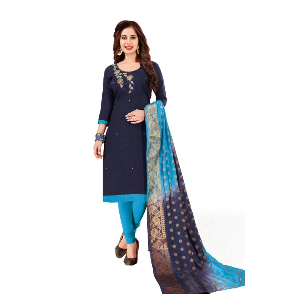 Trendy Slub Cotton Unstitched Salwar Suit Dress Material With Dupatta