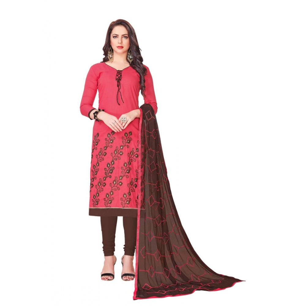 Stylish Slub Cotton Unstitched Salwar Suit Dress Material With Dupatta