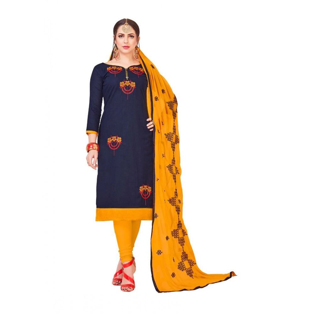 Trendy Slub Cotton Unstitched Salwar Suit Dress Material With Dupatta