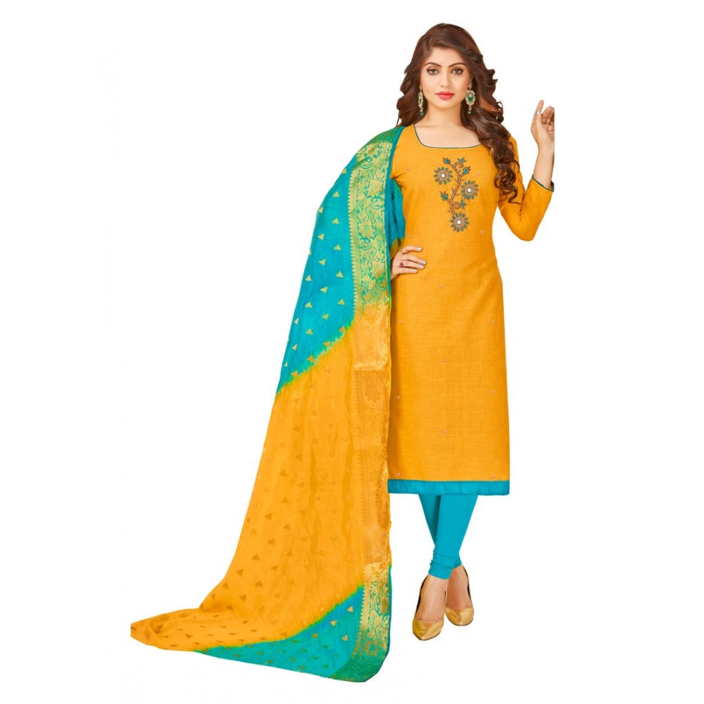 Graceful South Slub Cotton Unstitched Salwar Suit Dress Material With Dupatta