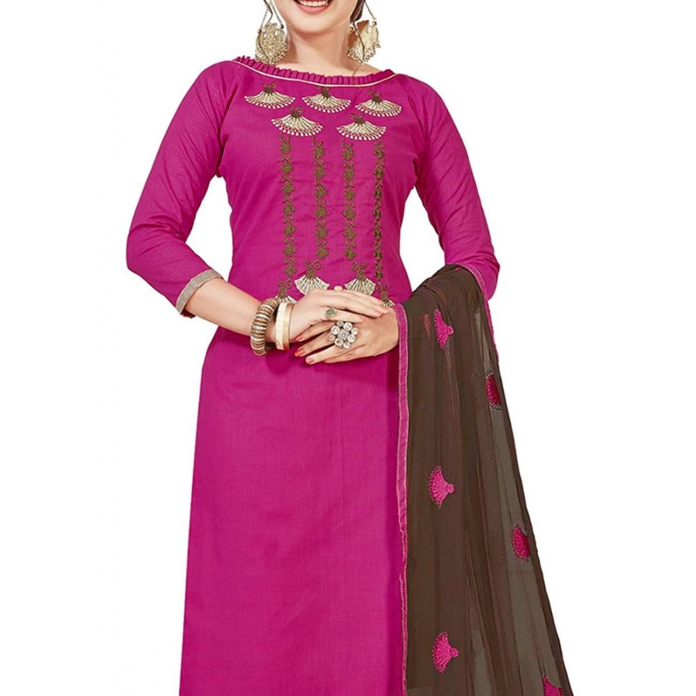 Stylish Slub Cotton Unstitched Salwar Suit Dress Material With Dupatta