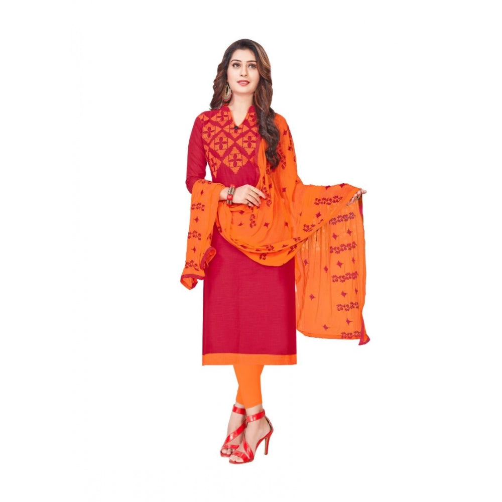 Stylish Slub Cotton Unstitched Salwar Suit Dress Material With Dupatta