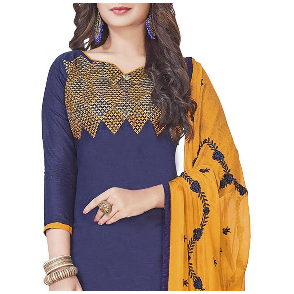 Adorable Slub Cotton Unstitched Salwar Suit Dress Material With Dupatta