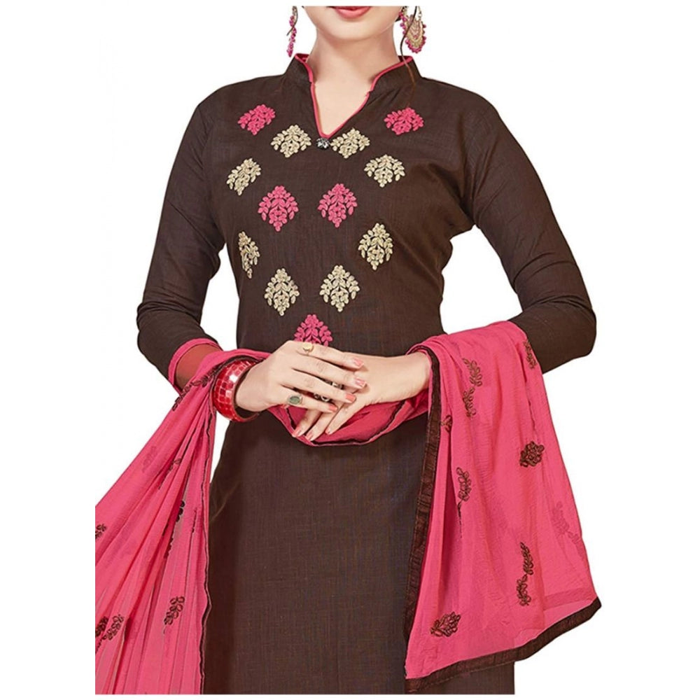 Pretty Slub Cotton Unstitched Salwar Suit Dress Material With Dupatta