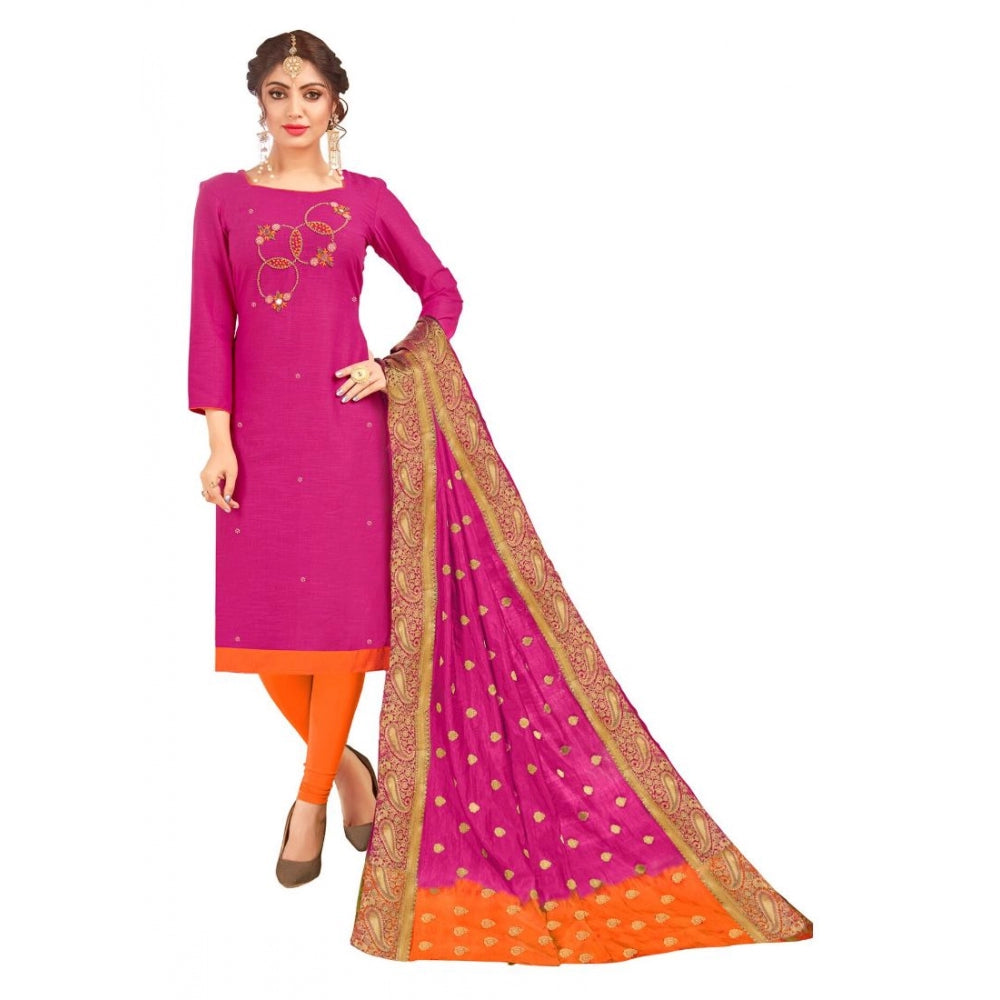 Alluring South Slub Cotton Unstitched Salwar Suit Dress Material With Dupatta