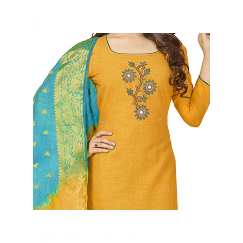 Alluring South Slub Cotton Unstitched Salwar Suit Dress Material With Dupatta