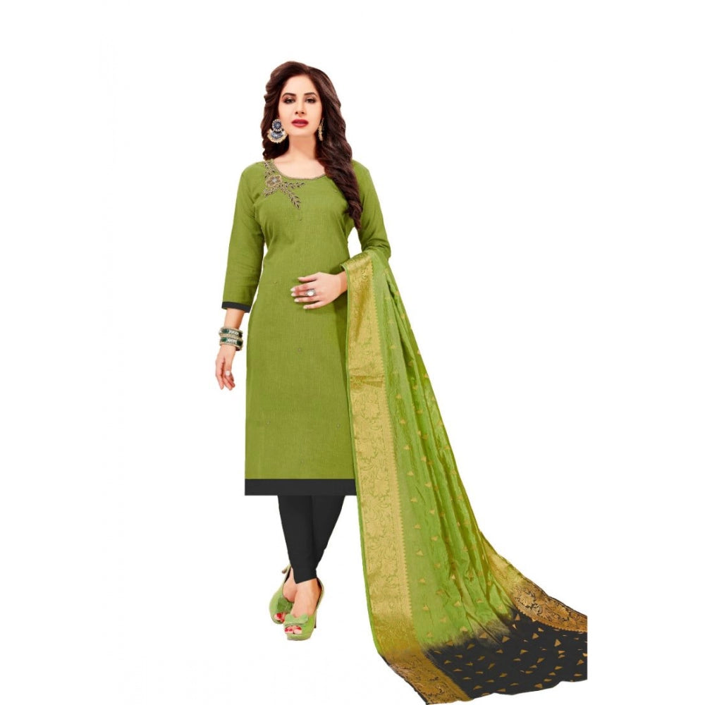 Adorable Slub Cotton Unstitched Salwar Suit Dress Material With Dupatta