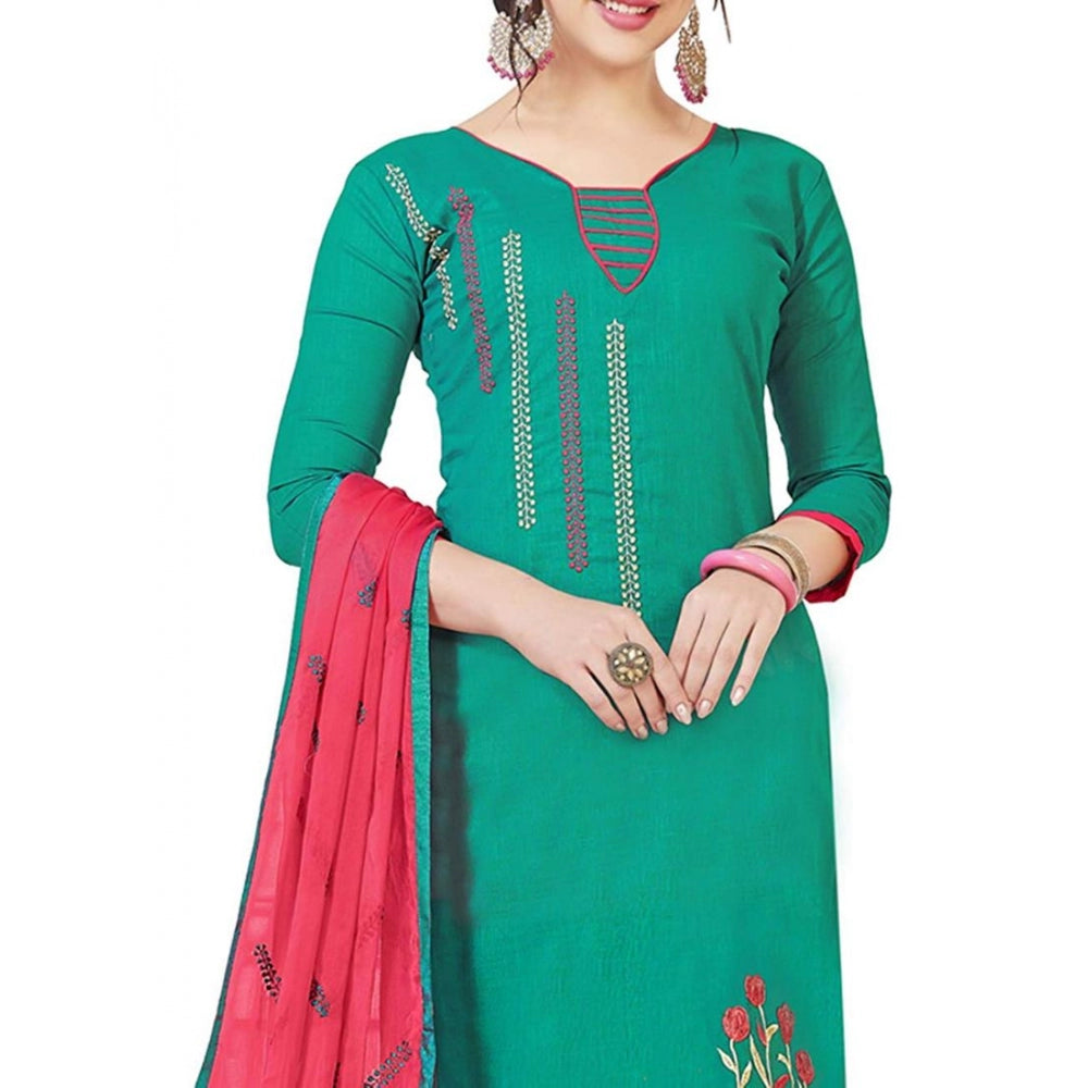 Stylish Slub Cotton Unstitched Salwar Suit Dress Material With Dupatta