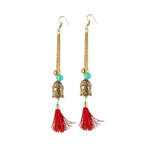 Stylish Gold Plated Hook Dangler Hanging Tassel Fashion Earrings