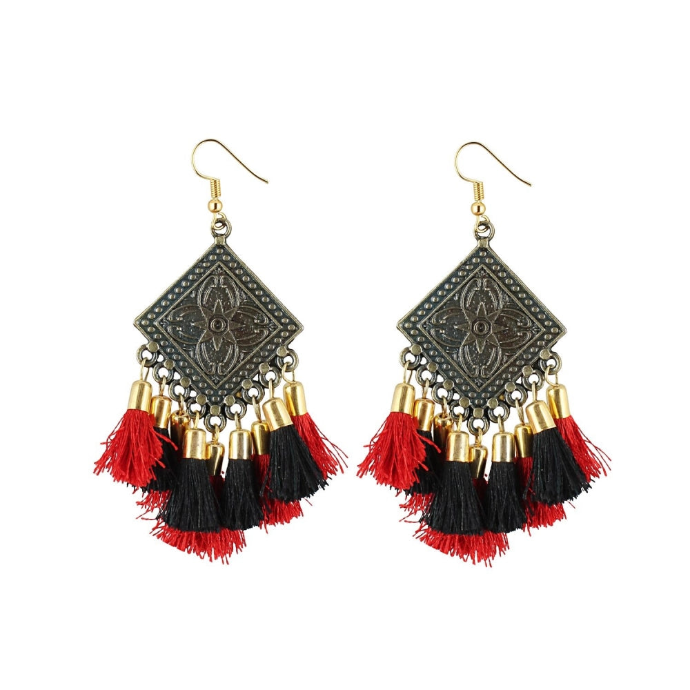 Contemporary Alloy Hook Dangler Hanging Tassel Earrings Multicolour