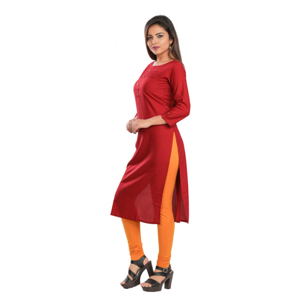 Alluring Rayon Self Pattern Straight Kurti