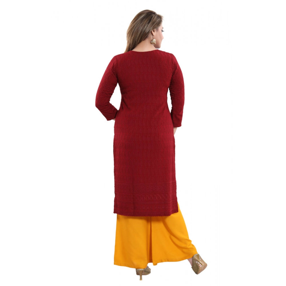 Delightful Rayon Embroidered Straight Kurti