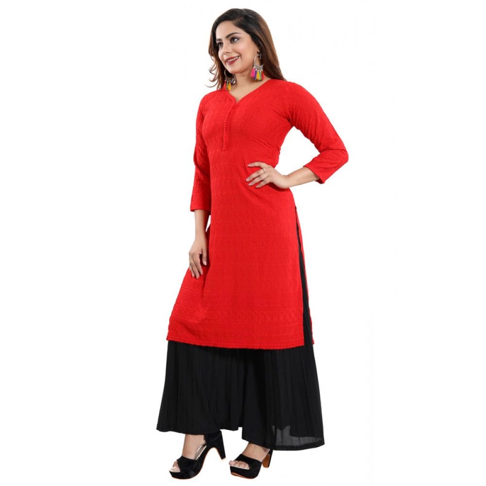 Delightful Rayon Embroidered Straight Kurti