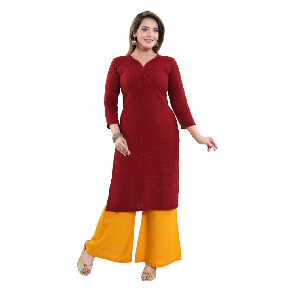 Delightful Rayon Embroidered Straight Kurti