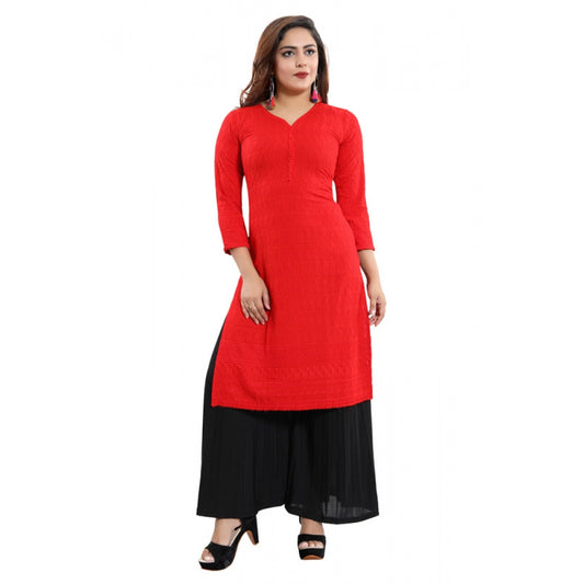 Delightful Rayon Embroidered Straight Kurti