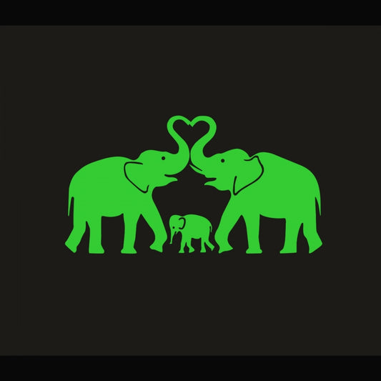 Beautiful Green Decorative Elephant Radium Wall Sticker