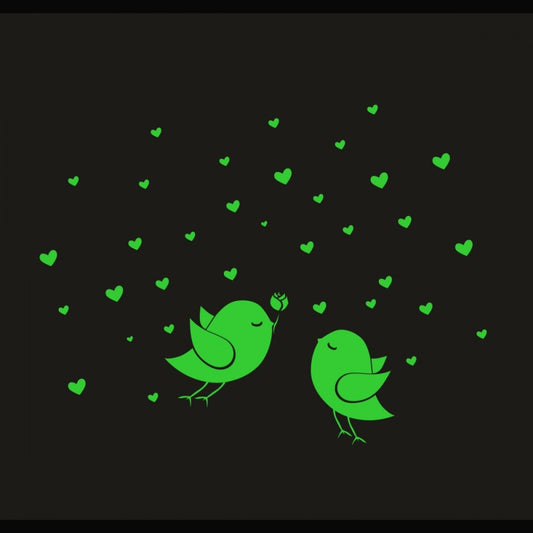 Beautiful Green Birds And Star Radium Wall Sticker