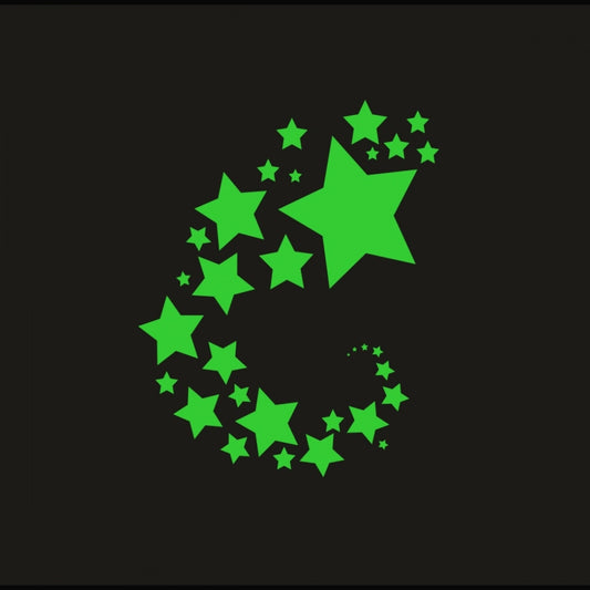 Pretty Green Galaxy Of Stars With Moon Radium Wall Sticker