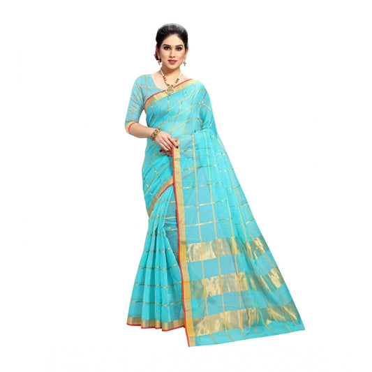 Attractive Kota Doria Cotton Saree With Blouse piece