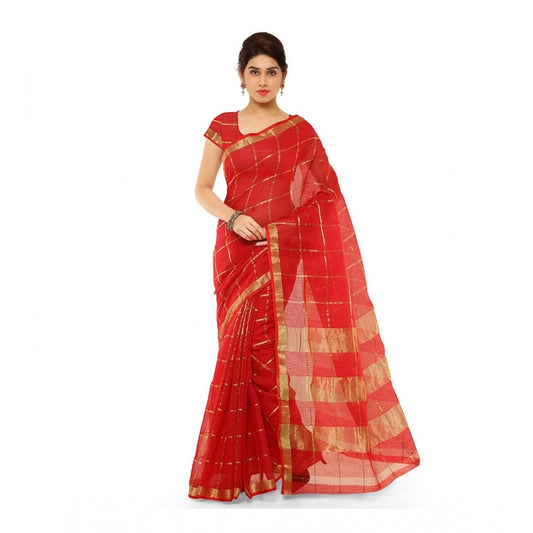 Attractive Kota Doria Cotton Saree With Blouse piece