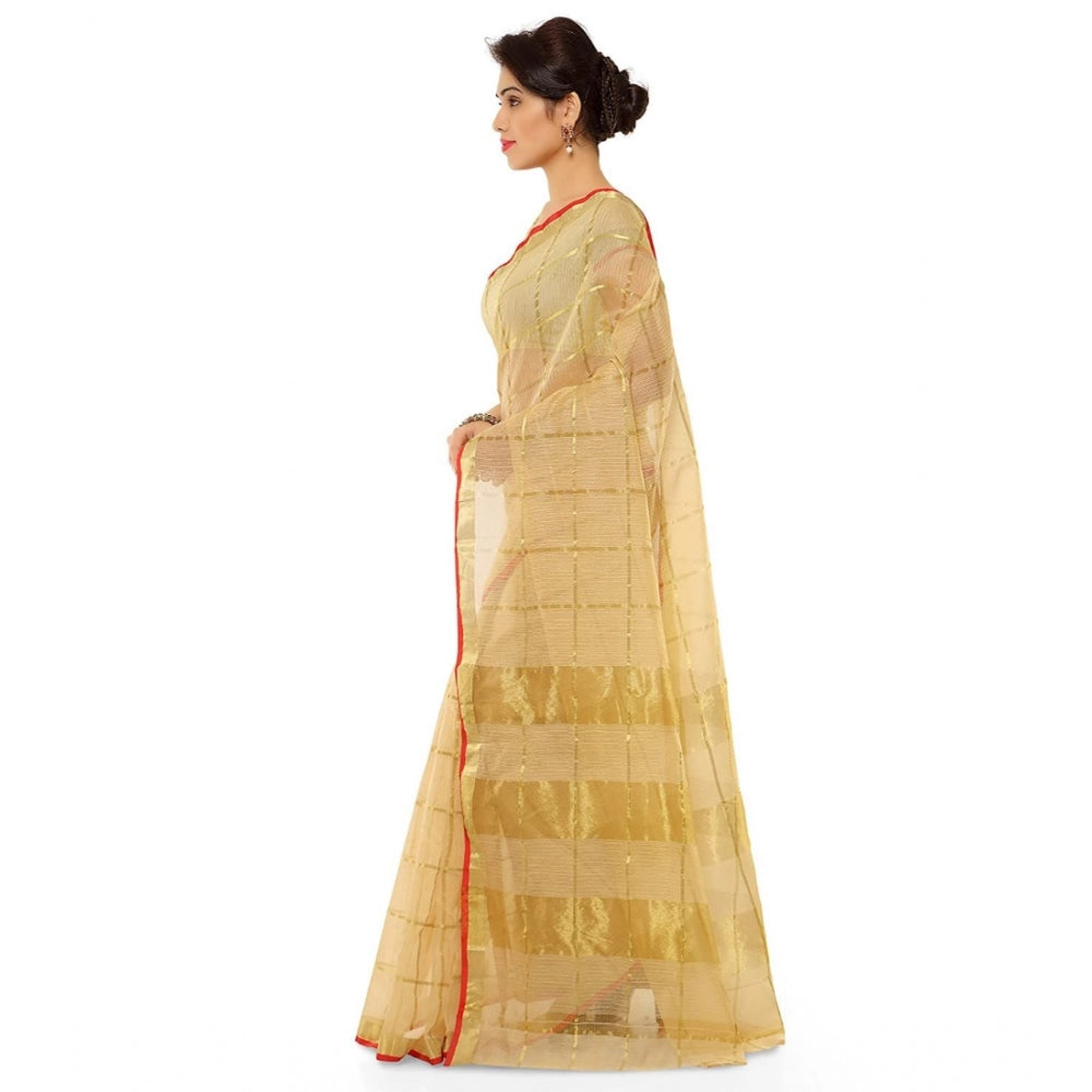 Attractive Kota Doria Cotton Saree With Blouse piece