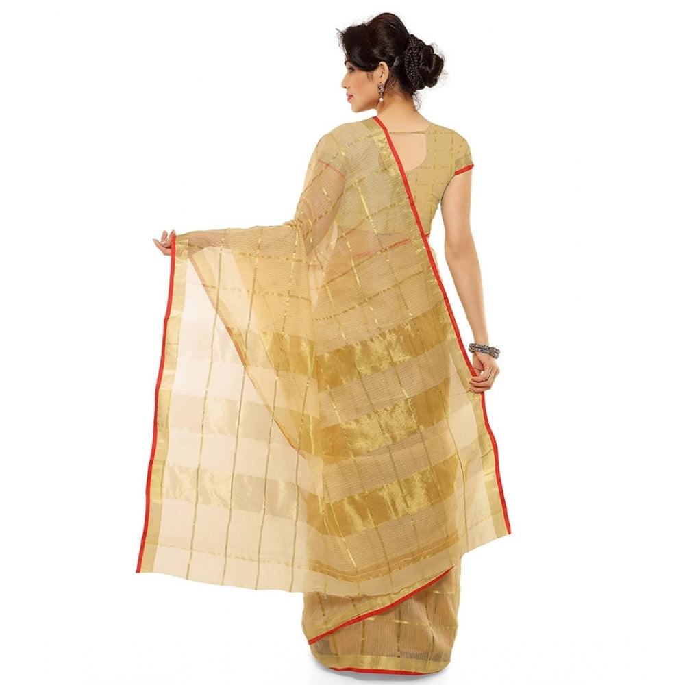 Attractive Kota Doria Cotton Saree With Blouse piece