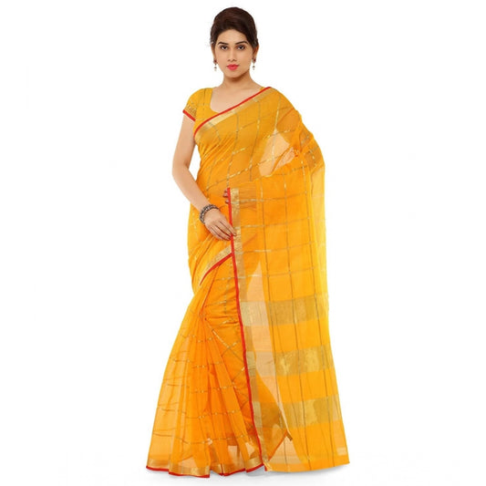 Attractive Kota Doria Cotton Saree With Blouse piece