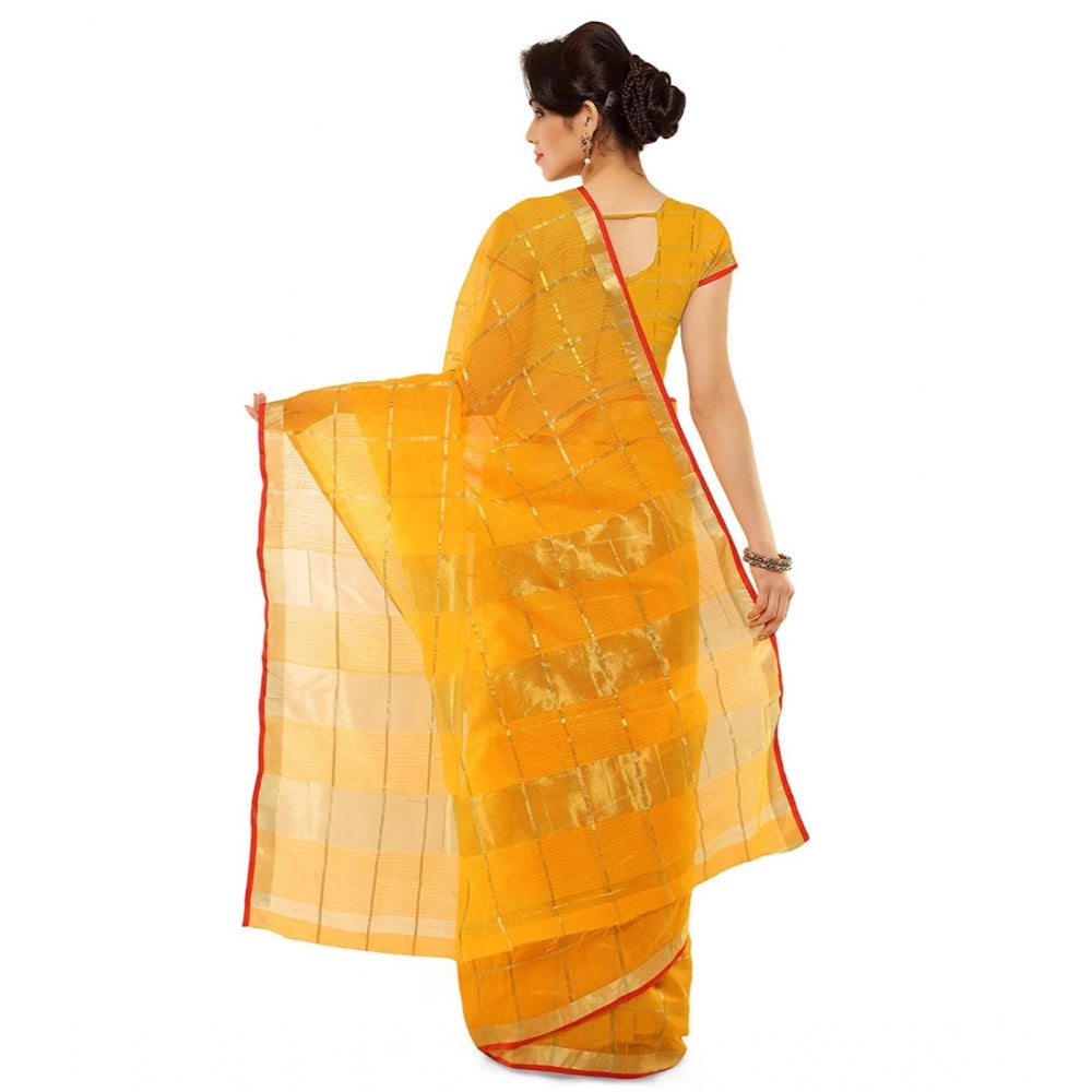 Attractive Kota Doria Cotton Saree With Blouse piece