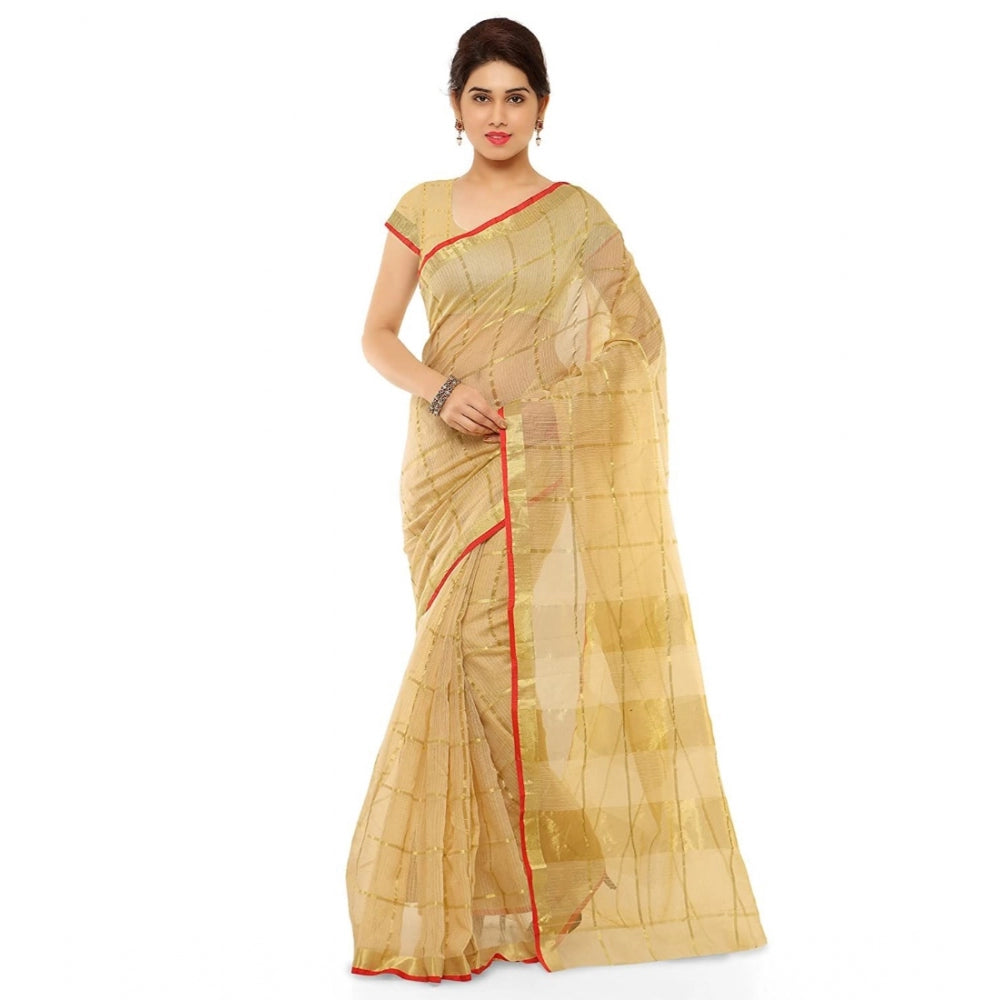 Attractive Kota Doria Cotton Saree With Blouse piece