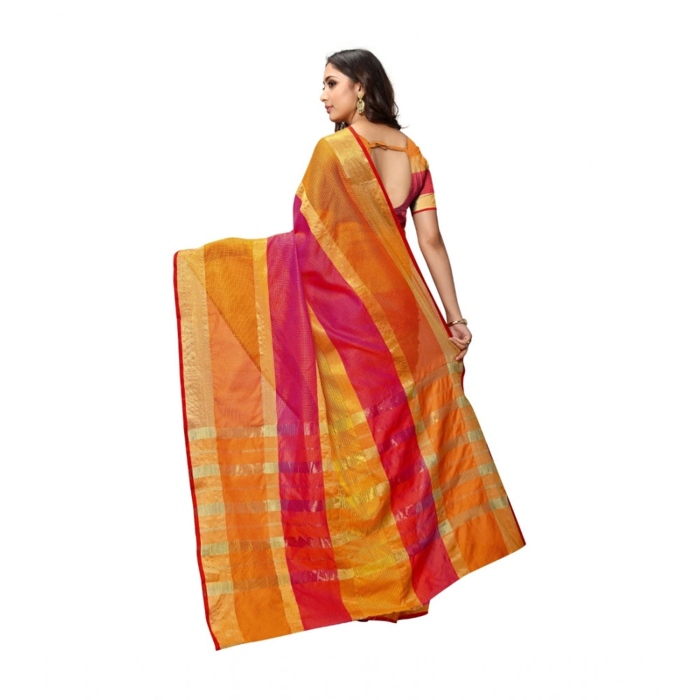 Sassy Women's Kota Doria Cotton Saree With Blouse