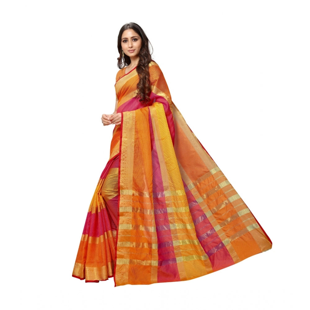 Sassy Women's Kota Doria Cotton Saree With Blouse