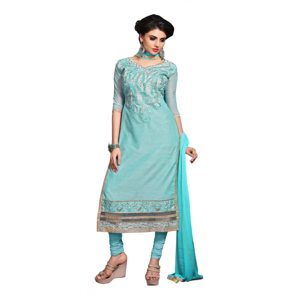 Trendy Chanderi Unstitched Salwar Suit Dress Material With Dupatta