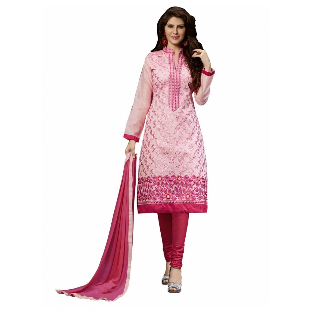 Trendy Chanderi Unstitched Salwar Suit Dress Material With Dupatta