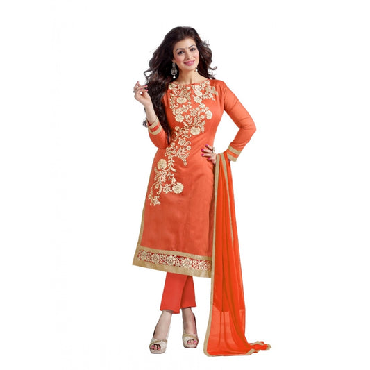 Trendy Chanderi Unstitched Salwar Suit Dress Material With Dupatta