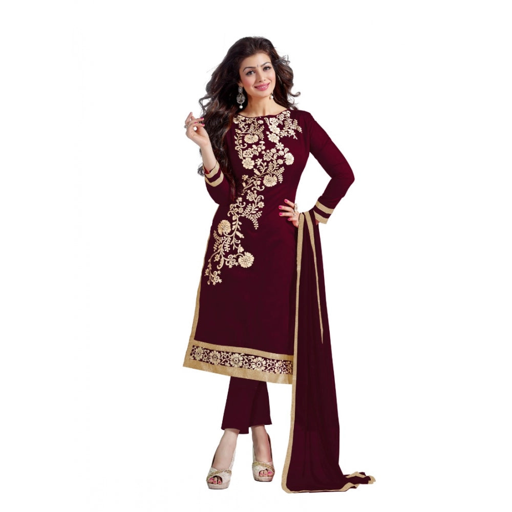 Trendy Chanderi Unstitched Salwar Suit Dress Material With Dupatta