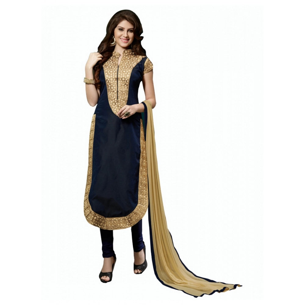 Trendy Chanderi Unstitched Salwar Suit Dress Material With Dupatta