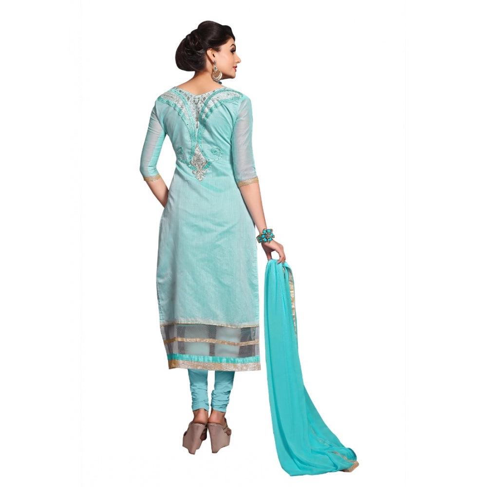 Trendy Chanderi Unstitched Salwar Suit Dress Material With Dupatta