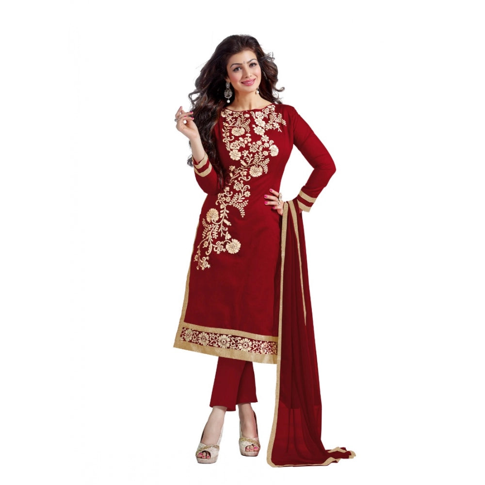 Trendy Chanderi Unstitched Salwar Suit Dress Material With Dupatta