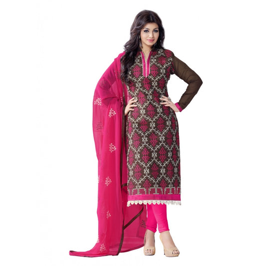 Trendy Chanderi Unstitched Salwar Suit Dress Material With Dupatta