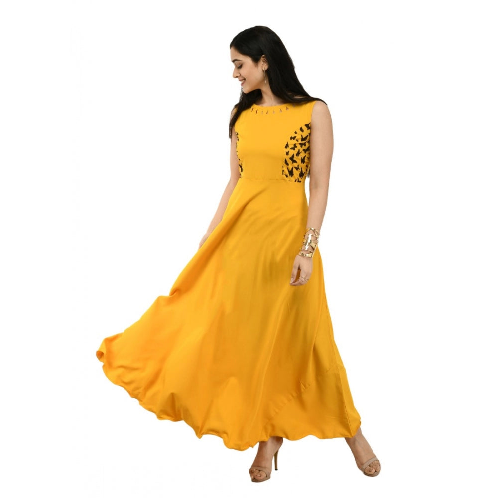 Gorgeous Crepe Solid Sleeveless Full Length Gown