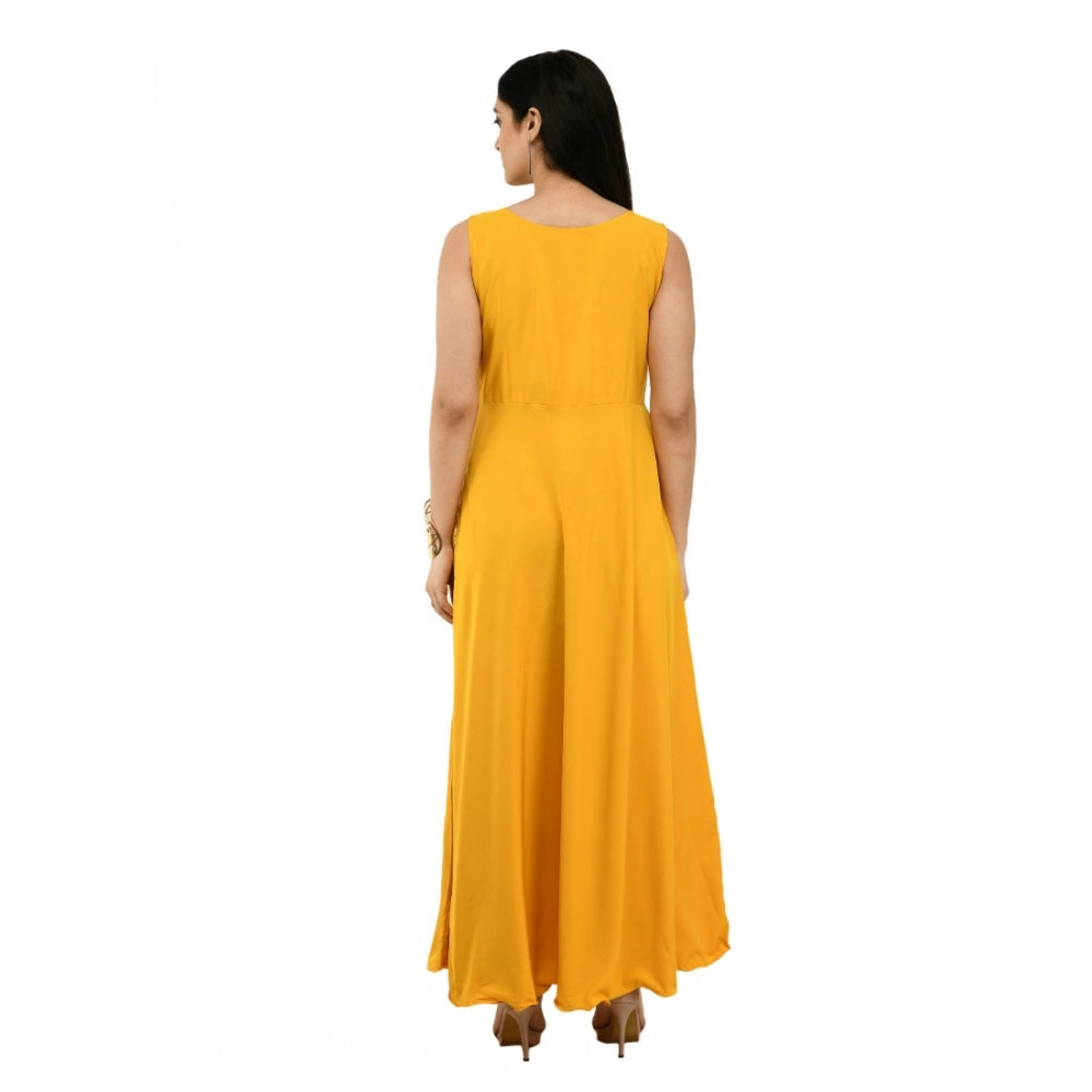 Gorgeous Crepe Solid Sleeveless Full Length Gown